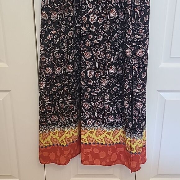 Vince Camuto Floral Maxi Dress Sleeveless Border Detail Black Red Yellow Size 14 - Picture 5 of 13